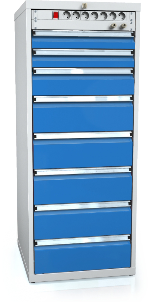 Dílenská zásuvková skříň 1373 x 555 x 600 - 8x zásuvka-elektro-vzduch